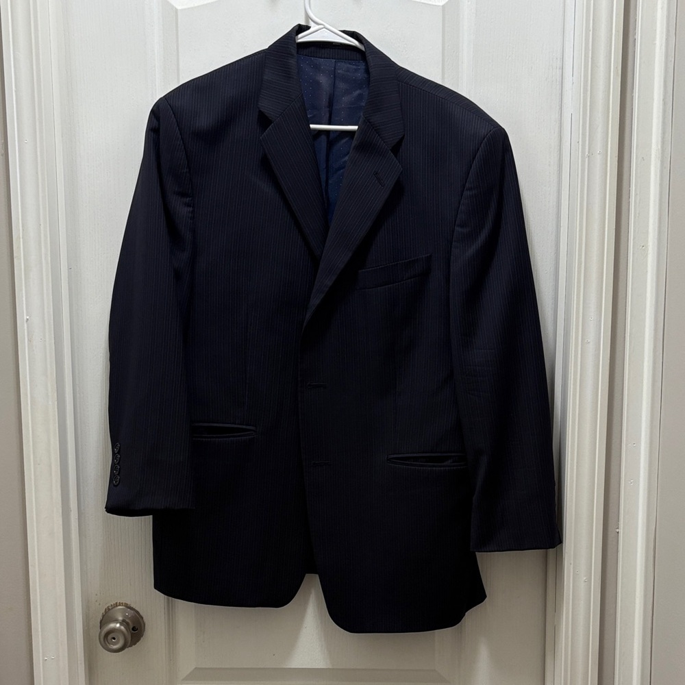 Classic Calvin Klein Navy Blue Pinstriped Men's Blazer